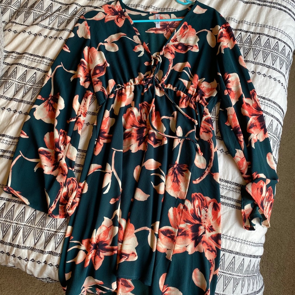2 hearts Flare Sleeve Mini Dress